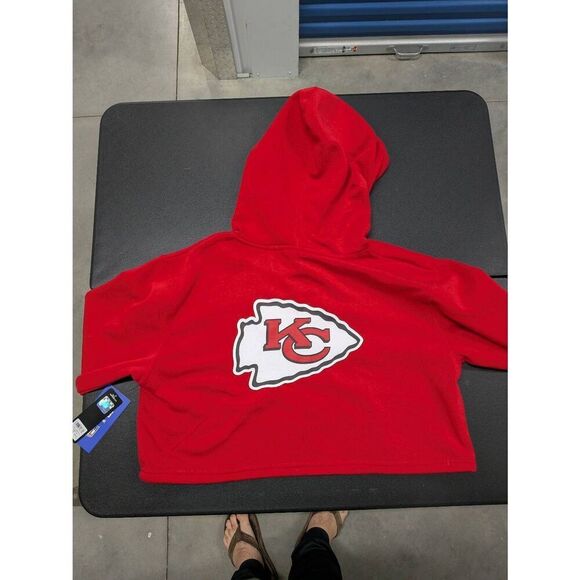 NWT NFL Kansas City Chiefs Midriff Cropped Hoodie Long Sleeve Women’s XL - Picture 2 of 7